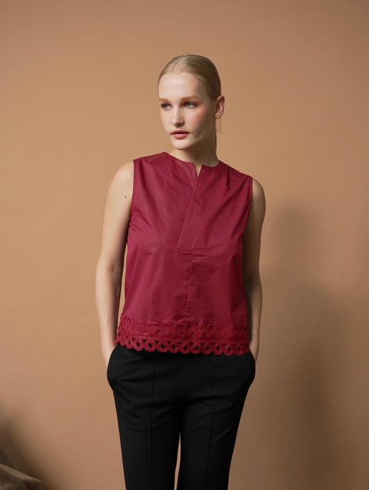 Zendy Sleeveless Lace Combi Top